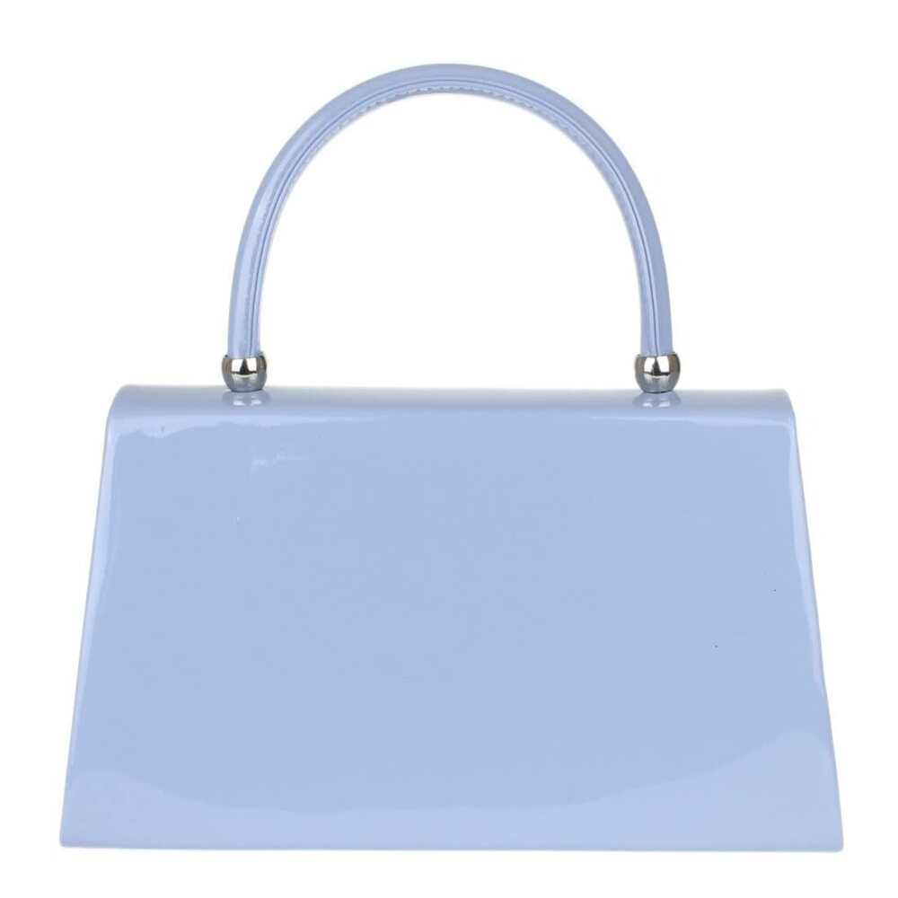 7018 Patent Clutch Bag Handbag Small Hard Case Baby Blue - Picture 4 of 5